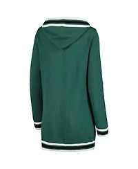 Women's Gameday Couture Green Michigan State Spartans One More Round Tri-Blend Striped Cardigan Sweater