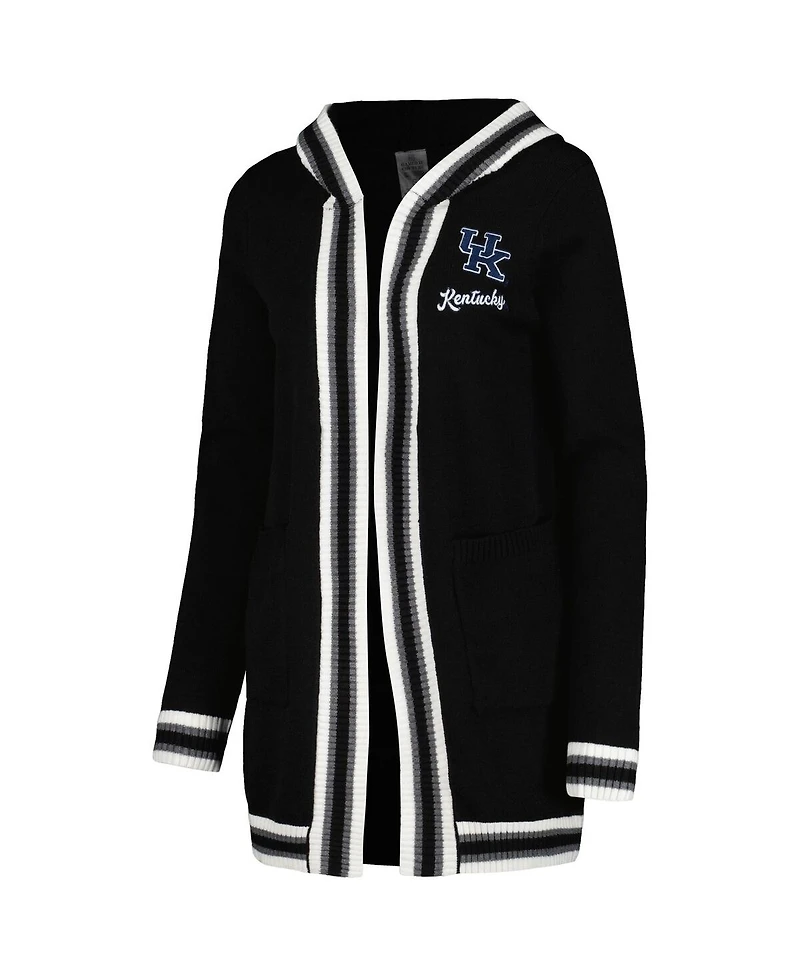Women's Gameday Couture Black Kentucky Wildcats One More Round Tri-Blend Striped Cardigan Sweater