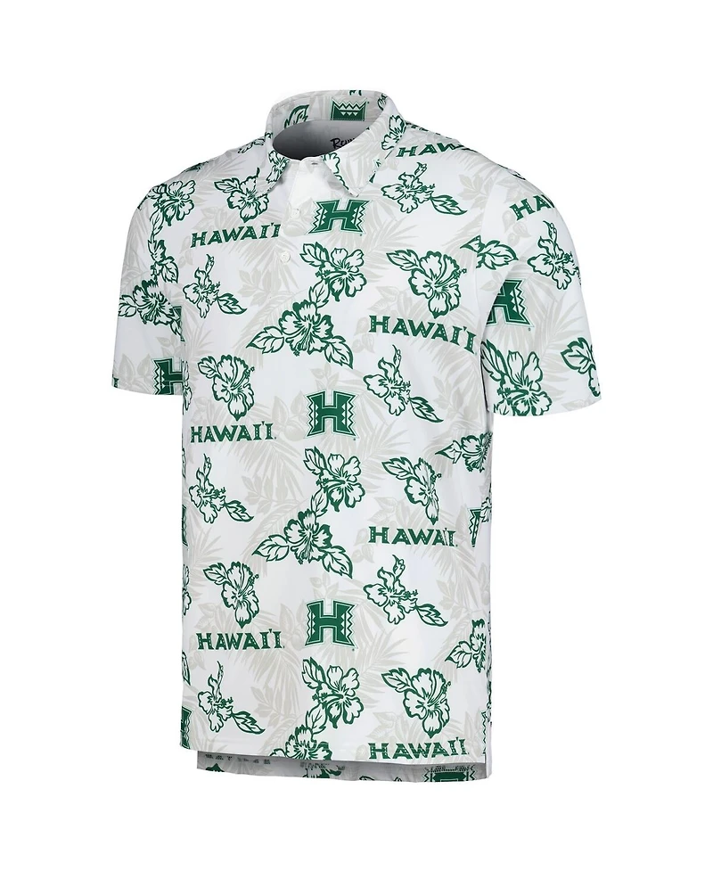 Men's Reyn Spooner White Hawaii Rainbow Warriors Performance Polo Shirt