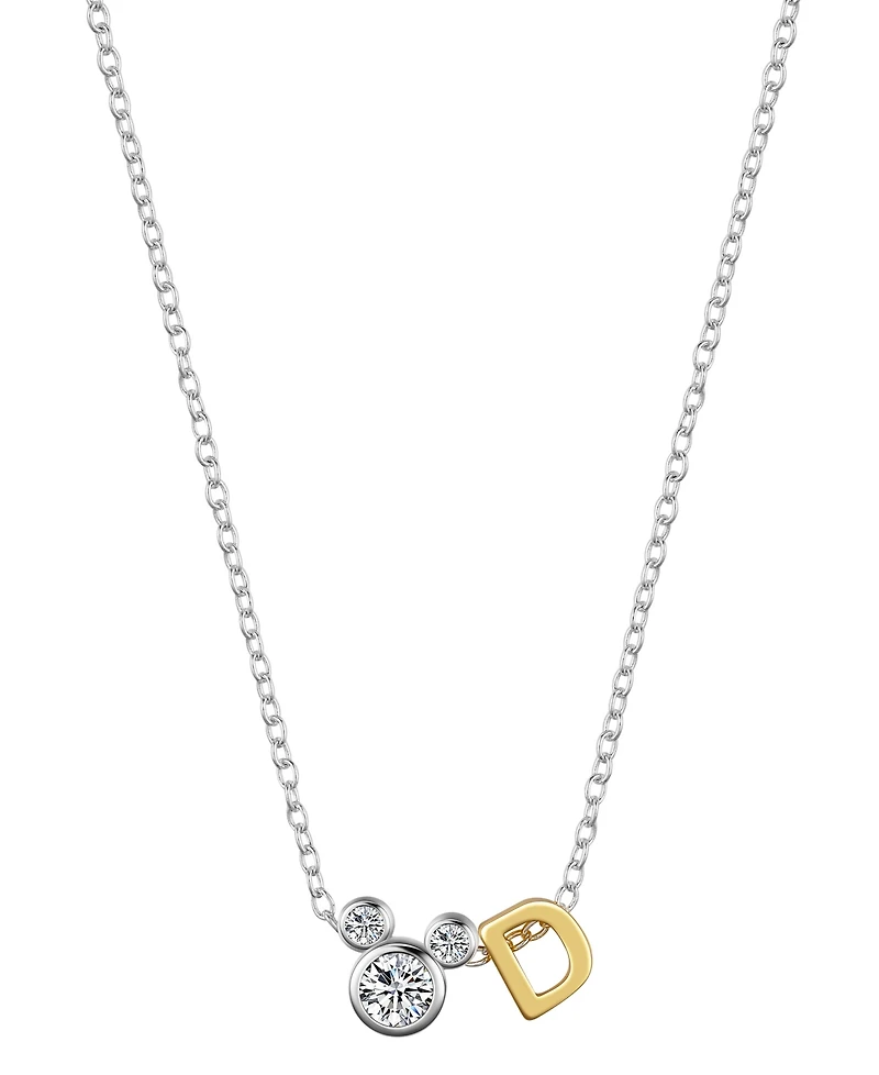 Unwritten Disney Cubic Zirconia Mickey Mouse Initial Pendant Necklace