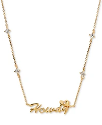 Girls Crew 18k Gold-Plated Crystal Howdy Script Choker Pendant Necklace, 13" + 3" extender