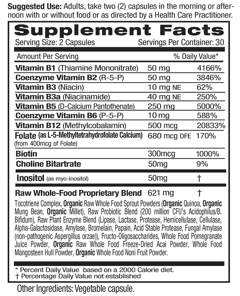 Emerald Labs B-Healthy - With L-5 Methyltetrahydrofolate (5-mthf) Coenzymated Folic Acid as Folate for Energy, Stress, Cognitive and Immune Support