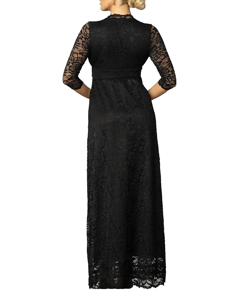 Kiyonna Women's Maria Lace A-Line Evening Gown with Pockets