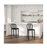 Merrick Lane Santorini Galvanized Steel Indoor/Outdoor Counter Bar Stool With Slatted Back And Powder Coated Finish