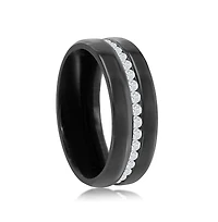 Stainless Steel Cz Eternity Band - Black Plated