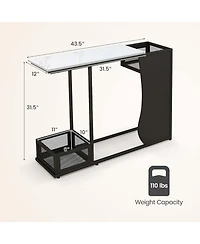 43.5'' Console Table with Faux Marble Top & 2 Storage Compartments Entryway