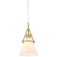 Cashmere Gold Metal Mini Pendant Light 7 1/2" Wide Modern Frosted White Glass Cone Shade Fixture for Dining Room House Bedroom Kitchen Island Hal