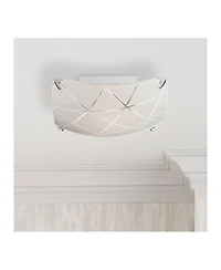 Lattice Modern Close To Ceiling Light Flush Mount Fixture 13.75" Wide Chrome Silver Frosted Glass Bowl Shade for Bedroom Hallway Living Room Dini