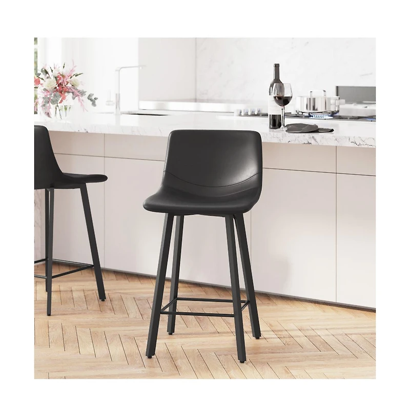 Oretha Set Of 2 Modern Upholstered Stools With Contoured