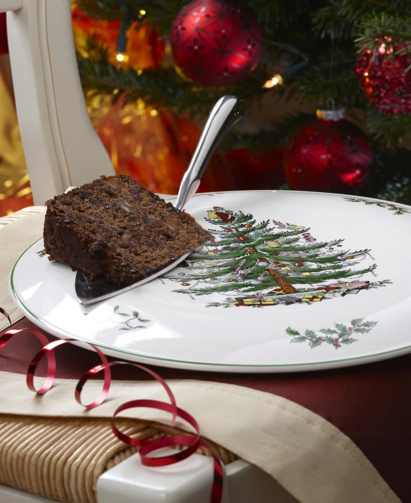 Spode Serveware, Christmas Tree Cake Plate with Metal Server