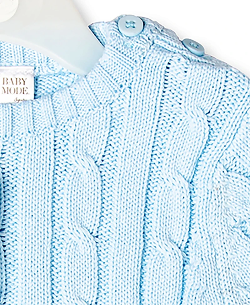 Baby Mode Signature Boys or Girls Long Sleeved Cable Knit Coverall