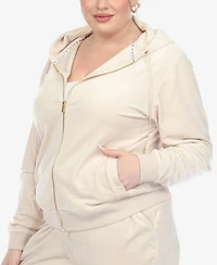 White Mark Plus Velour Tracksuit Loungewear 2pc Set