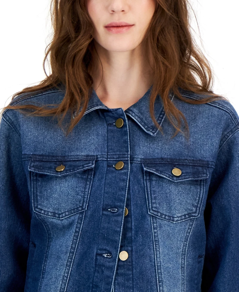 Tinseltown Juniors' Long-Sleeve Denim Trucker Jacket