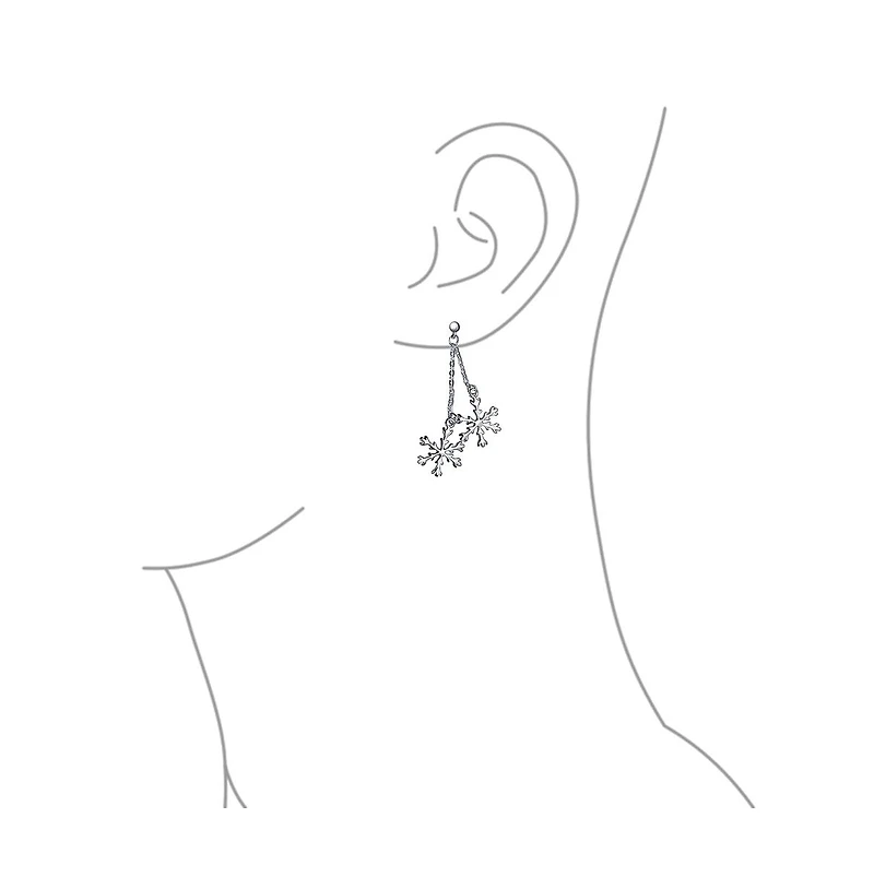 Bling Jewelry Christmas Holiday Party Snowflake Drop Dangle Tassel Earrings For Sterling Silver
