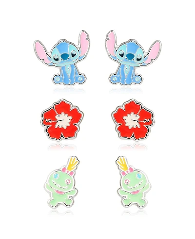 Disney Lilo and Stitch Experiment 626 Silver Plated Stud Earring Set - 3 Pairs