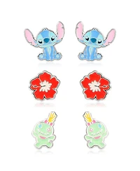 Disney Lilo and Stitch Experiment 626 Silver Plated Stud Earring Set - 3 Pairs