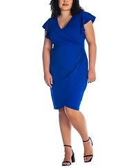 24seven Comfort Apparel Plus V-neck Knee Length Dress