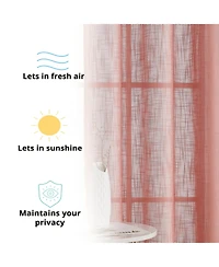 Hlc.me Abbey Faux Linen Textured Semi Sheer Privacy Sun Light Filtering Transparent Window Grommet Curtain Panels
