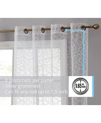 Hlc.me Audrey Embroidered Premium Soft Decorative Sheer Voile Light Filtering Grommet Window Treatment Curtain Drapery Panels for Bedroom & Living Roo