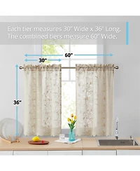 Hlc.me Joyce Lace Sheer Kitchen Cafe Curtain Tiers for Small Windows, Kitchen & Bathroom