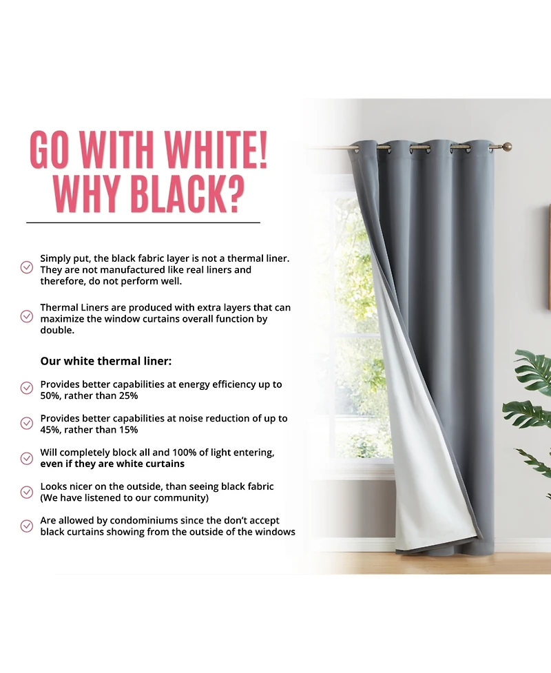 Hlc.me Dakota 100% Complete Blackout Lined Drapery with Double Layer Thermal Insulated Energy Efficient Window Curtain Grommet Panels for Bedroom & Li
