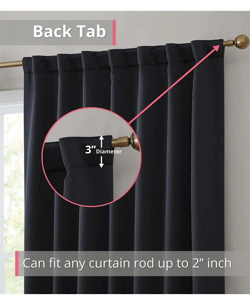 Hlc.me Hamilton 100% Complete Blackout Lined Drapery with Heavy Double Layer Thermal Insulated Energy Smart Rod Pocket Back Tab Window Curtains for Be