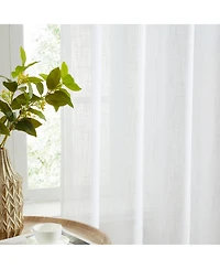 Hlc.me Linda Faux Linen Textured Semi Sheer Privacy Light Filtering Transparent Window Rod Pocket Floor Length Thick Curtains Drapery Panels for Offic
