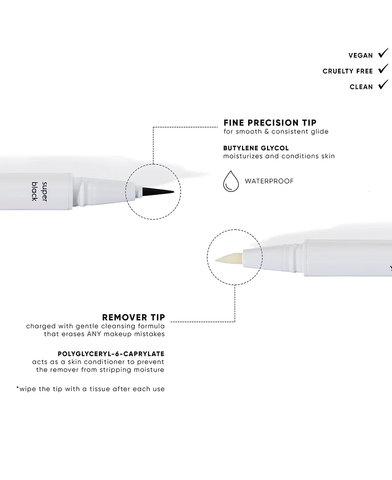 Meloway Super Black Eyeliner & Remover 2-In-1 Liquid Eyeliner With Remover Pen