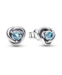 Pandora March Sea Aqua Blue Eternity Circle Stud Earrings
