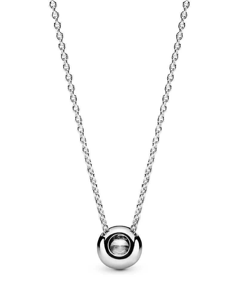 Pandora Timeless Sterling Silver Round Sparkle Cubic Zirconia Halo Necklace
