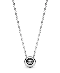 Pandora Timeless Sterling Silver Round Sparkle Cubic Zirconia Halo Necklace