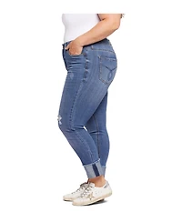 Seven7 Plus High Rise Slim Straight Cuff Jeans