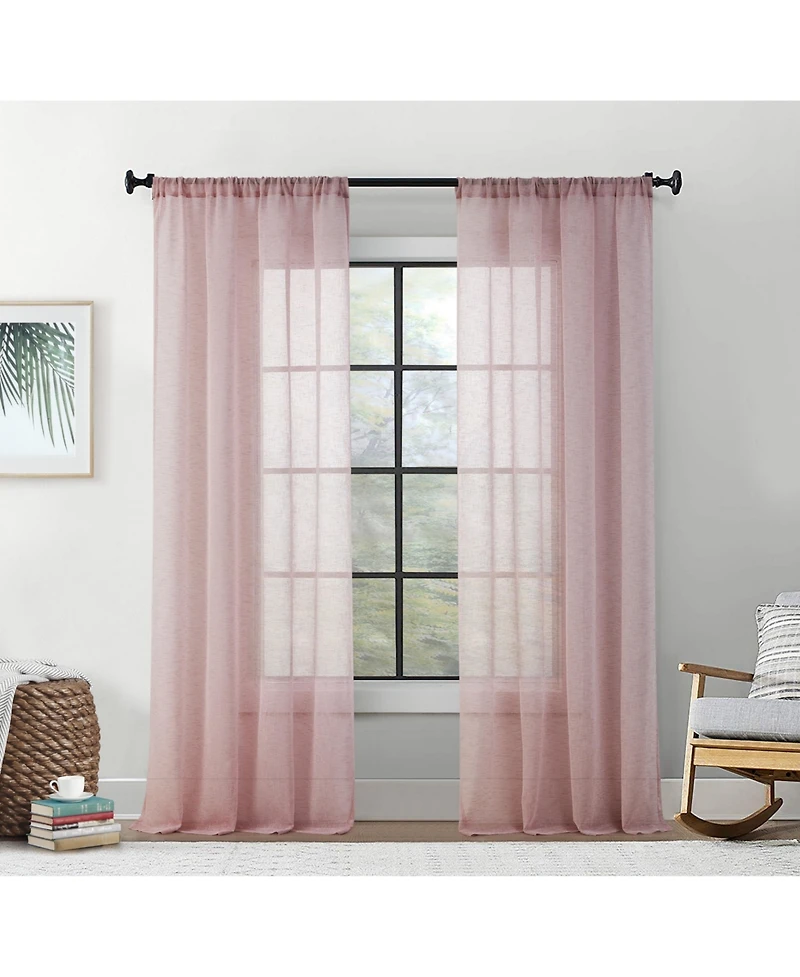 Hlc.me Penelope Faux Linen Textured Semi Sheer Privacy Sun Light Filtering Transparent Window Pocket Hole Thick Curtains Drapery Panels for Bedroom