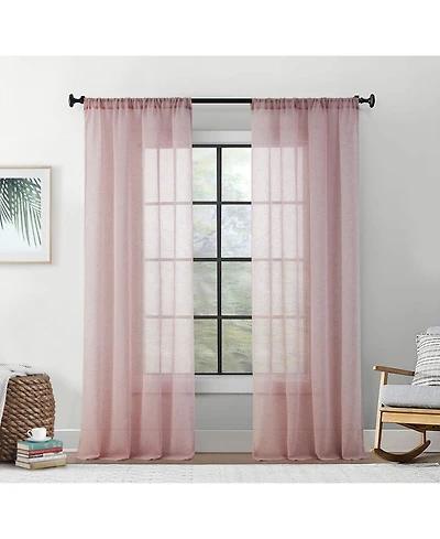 Hlc.me Penelope Faux Linen Textured Semi Sheer Privacy Sun Light Filtering Transparent Window Pocket Hole Thick Curtains Drapery Panels for Bedroom