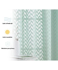 Hlc.me Herringbone Thick Semi Sheer Premium Rod Pocket Window Curtain Panels for Bedroom & Living Room