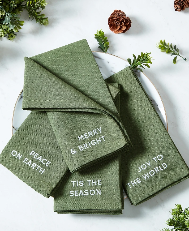 Elrene Joyful Sentiment Embroidered Napkins, Set of 4, 17" x