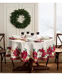 Elrene Poinsettia Garlands Engineered Tablecloth, 70" Round