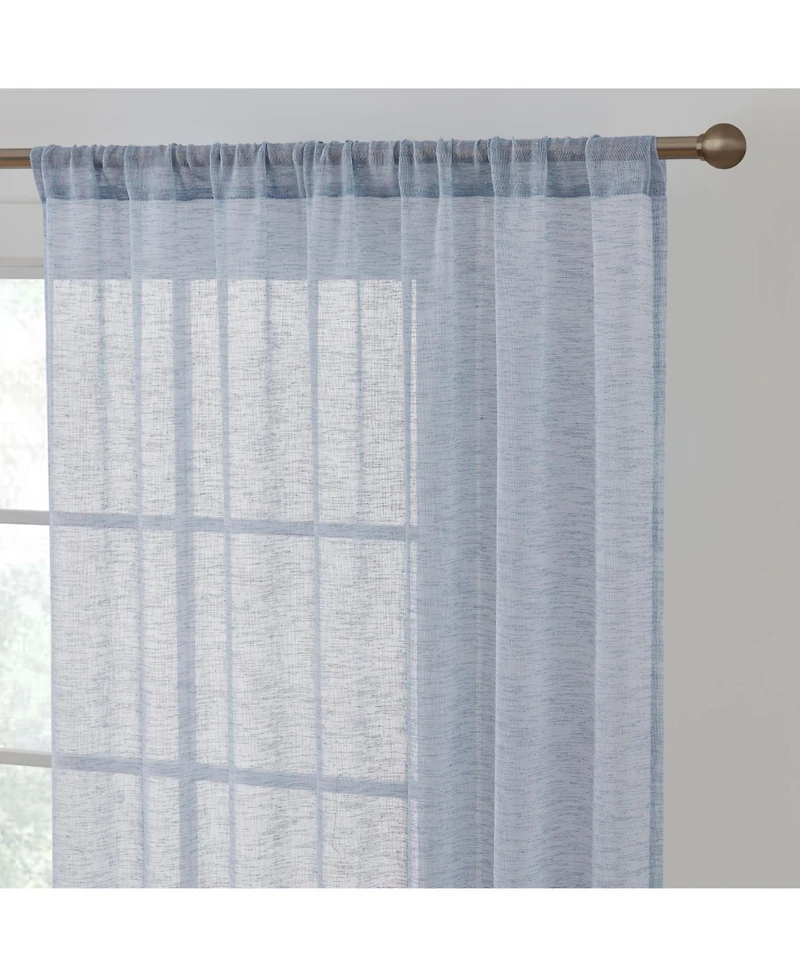 Hlc.me Penelope Faux Linen Textured Semi Sheer Privacy Sun Light Filtering Transparent Window Rod Pocket Thick Curtain Panels