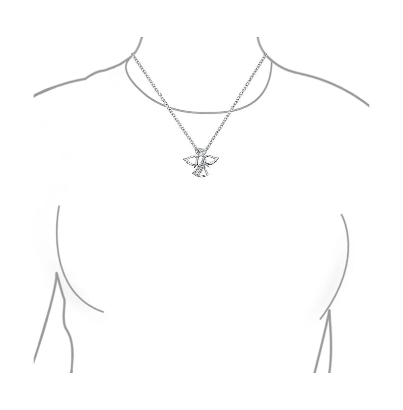 Bling Jewelry Spiritual Delicate Petite Cz Angel Pendant Necklace For Women Sterling Silver