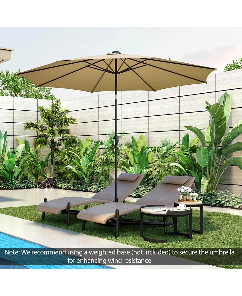 Slickblue 10 Feet Patio Umbrella with 112 Solar Lights and Crank Handle