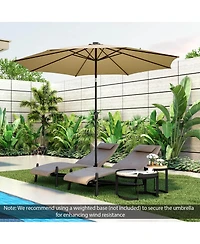 Slickblue 10 Feet Patio Umbrella with 112 Solar Lights and Crank Handle