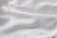 Kate Aurora Georgina Ultra Luxurious Raised Jacquard And Fringed Trimmed Austrian Window Valance - 52 in. W x 28 L, Purple