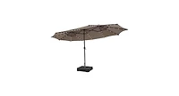 Slickblue 15 Ft Solar Led Patio Double-sided Umbrella Market with Weight Base