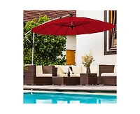 10 ft Patio Offset Umbrella Market Hanging for Backyard Poolside Lawn Garden