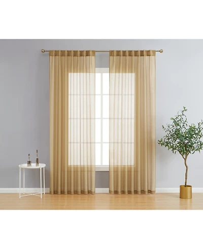Hlc.me Lauren Semi Sheer Light Filtering Transparent Pocket Top & Back Tab Lightweight Window Curtains Drapery Panels Bedroom & Living Room
