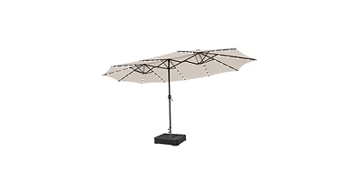 Slickblue 15 Ft Solar Led Patio Double-sided Umbrella Market with Weight Base