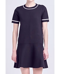 Women's Knit Contrast Mini Dress