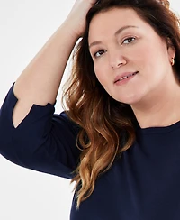 Style & Co Plus Pima Cotton 3/4-Sleeve Top, Exclusively at Macy's