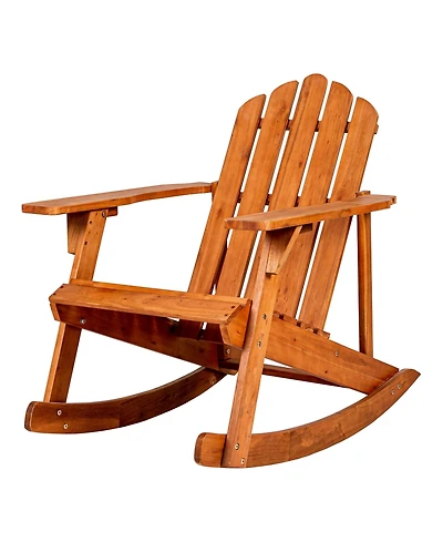 Kiawah Outdoor Patio Classic Acacia Wood Adirondack Rocking Chair, Dark Brown