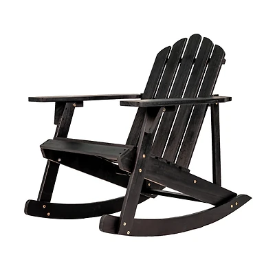 Jonathan Y Kiawah Outdoor Patio Classic Acacia Wood Adirondack Rocking Chair, Gray